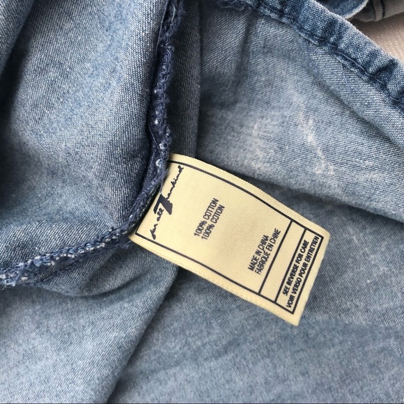 7 for all Mankind denim ombré snap long sleeve button down shirt - Picture 3 of 6